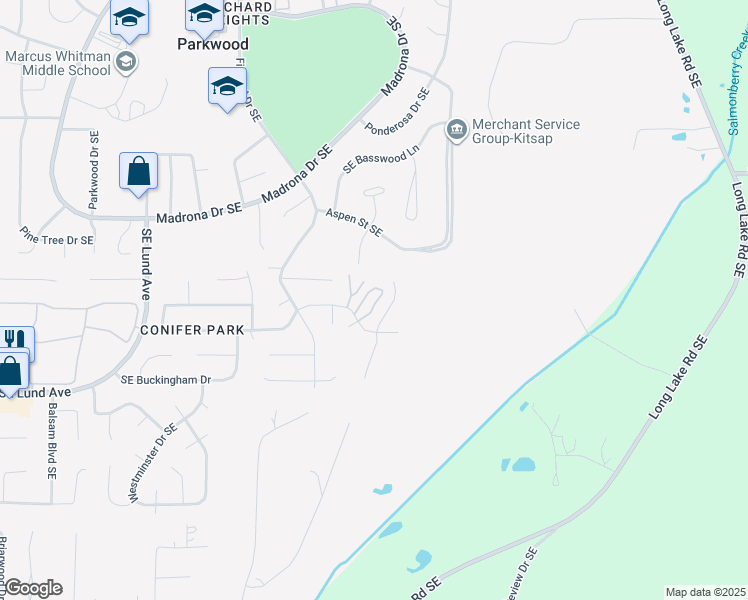 map of restaurants, bars, coffee shops, grocery stores, and more near 2950 Tumbleweed Lane Southeast in Port Orchard