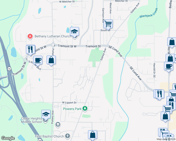 map of restaurants, bars, coffee shops, grocery stores, and more near 230 Poplar Street in Port Orchard