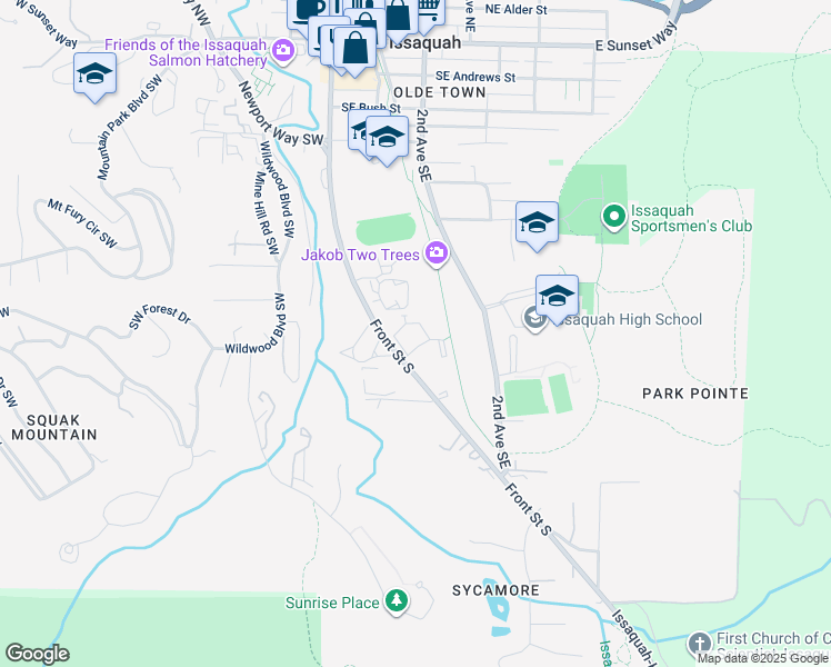 map of restaurants, bars, coffee shops, grocery stores, and more near 700 Front Street South in Issaquah
