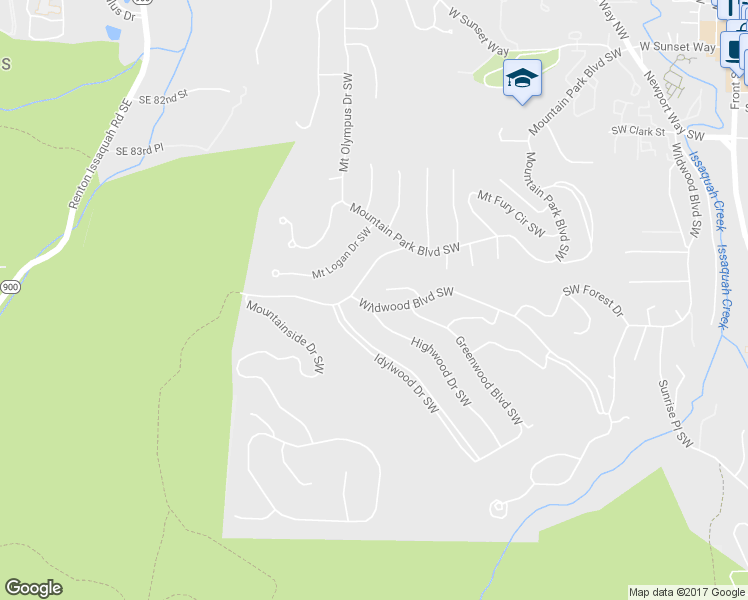 map of restaurants, bars, coffee shops, grocery stores, and more near 1555 Wildwood Blvd SW in Issaquah