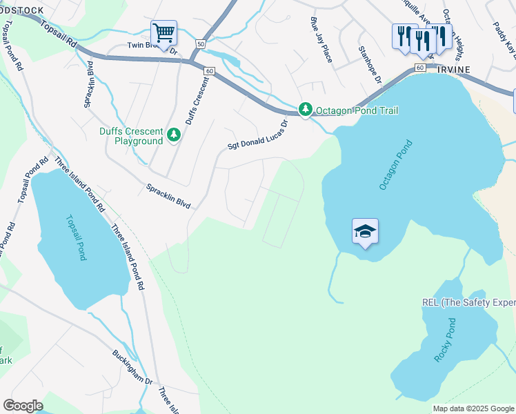 map of restaurants, bars, coffee shops, grocery stores, and more near 31 Alberton Drive in Paradise