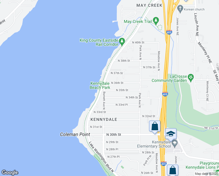 map of restaurants, bars, coffee shops, grocery stores, and more near 908 North 35th Street in Renton