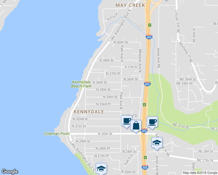 map of restaurants, bars, coffee shops, grocery stores, and more near 1120 North 35th Street in Renton