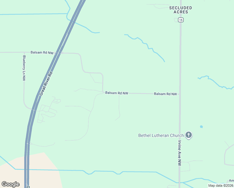 map of restaurants, bars, coffee shops, grocery stores, and more near 1116 Balsam Road Northwest in Bemidji
