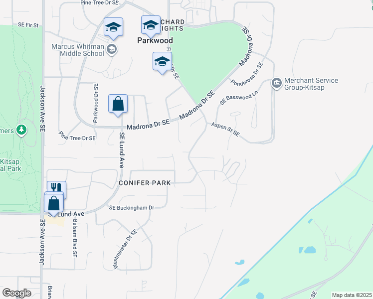 map of restaurants, bars, coffee shops, grocery stores, and more near 2793 Lodgepole Drive Southeast in Port Orchard