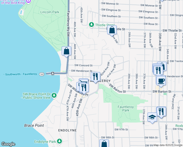 map of restaurants, bars, coffee shops, grocery stores, and more near in Seattle