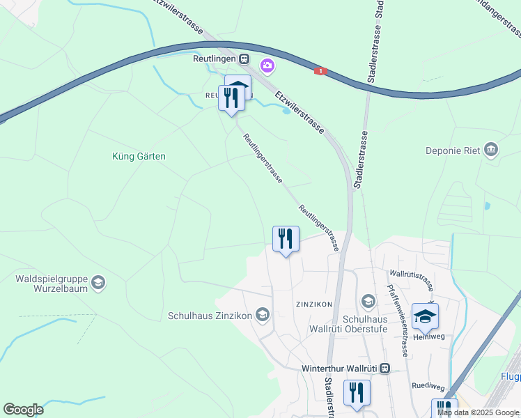 map of restaurants, bars, coffee shops, grocery stores, and more near in Reutlingen