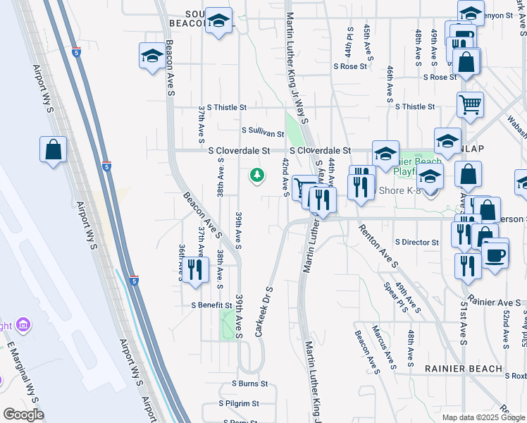map of restaurants, bars, coffee shops, grocery stores, and more near in Seattle