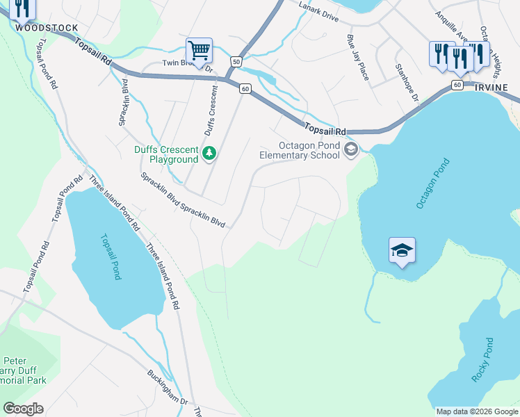 map of restaurants, bars, coffee shops, grocery stores, and more near 68 Sgt Donald Lucas Drive in Paradise