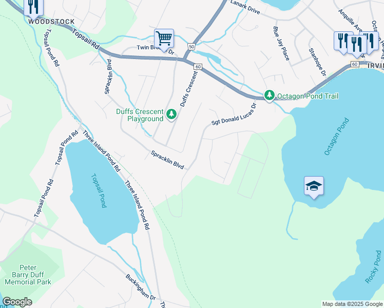 map of restaurants, bars, coffee shops, grocery stores, and more near 70 Sgt Donald Lucas Drive in Paradise