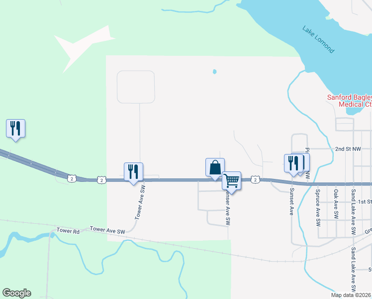 map of restaurants, bars, coffee shops, grocery stores, and more near 1417 Central Street West in Bagley