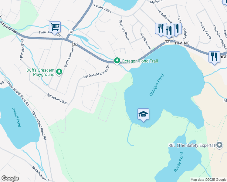 map of restaurants, bars, coffee shops, grocery stores, and more near 60 Trenton Drive in Paradise