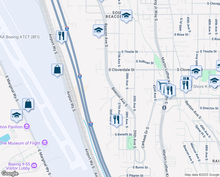 map of restaurants, bars, coffee shops, grocery stores, and more near 8647 Beacon Avenue South in Seattle