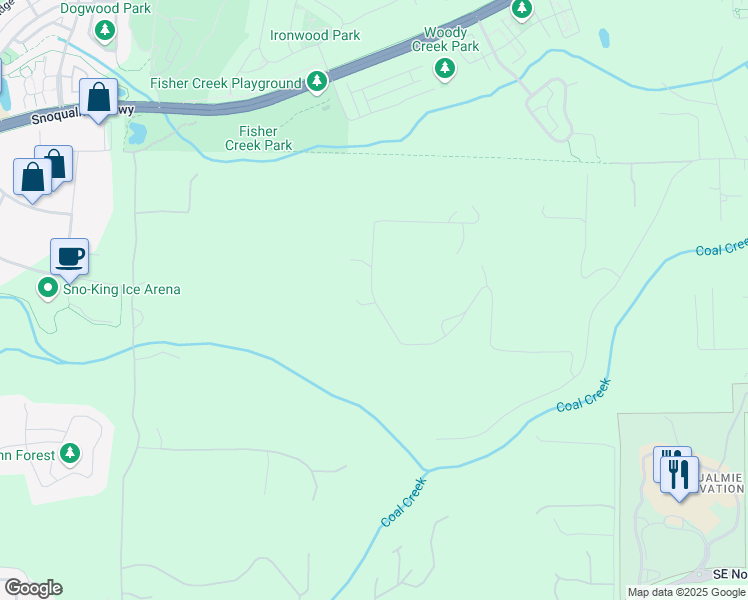 map of restaurants, bars, coffee shops, grocery stores, and more near 8107 Bracken Place Southeast in Snoqualmie