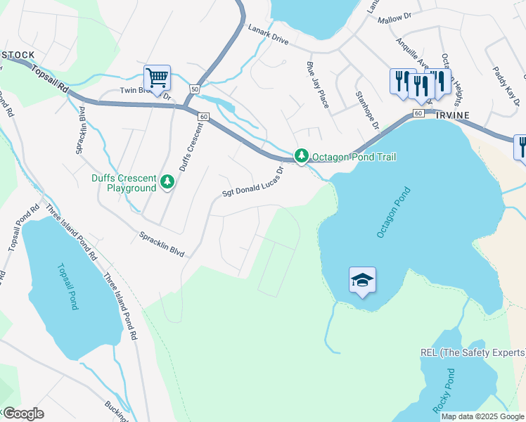 map of restaurants, bars, coffee shops, grocery stores, and more near 52 Trenton Drive in Paradise