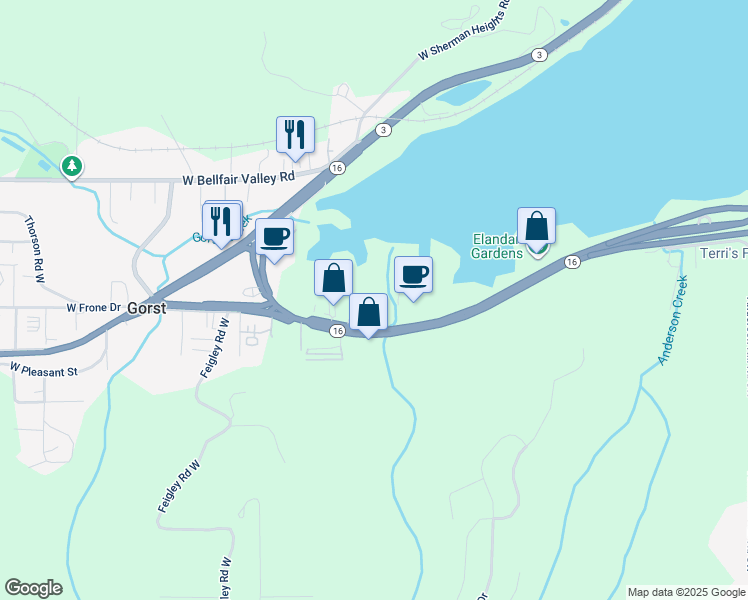 map of restaurants, bars, coffee shops, grocery stores, and more near 4175 Dionas Place West in Port Orchard