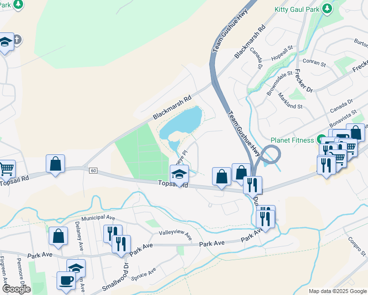 map of restaurants, bars, coffee shops, grocery stores, and more near 25 Goldeneye Place in Mount Pearl