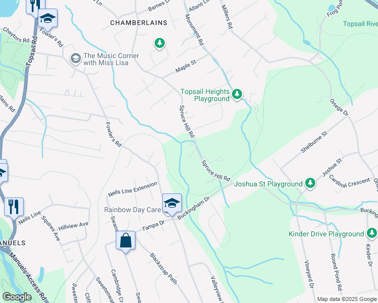 map of restaurants, bars, coffee shops, grocery stores, and more near 6 Coniferous Road in Conception Bay South