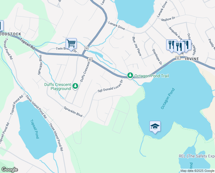 map of restaurants, bars, coffee shops, grocery stores, and more near 26 Sgt Donald Lucas Drive in Paradise