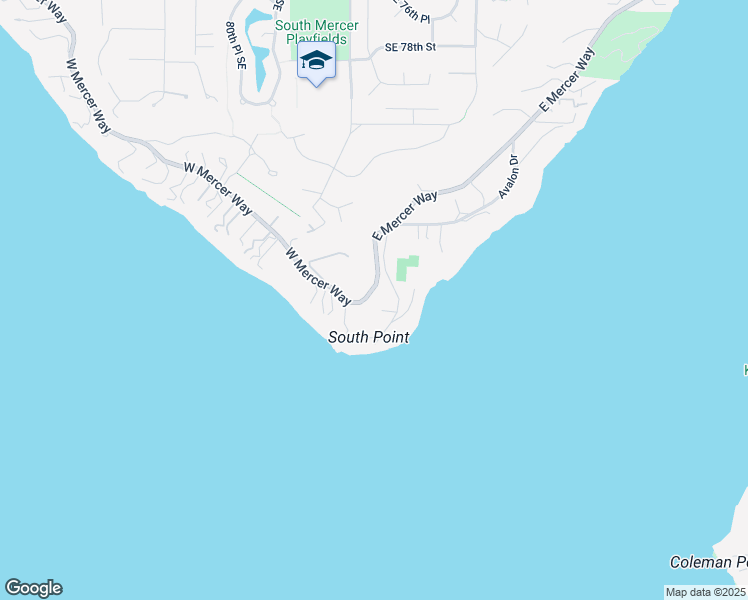 map of restaurants, bars, coffee shops, grocery stores, and more near 8526 East Mercer Way in Mercer Island