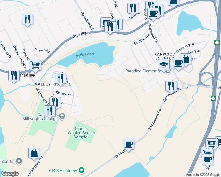 map of restaurants, bars, coffee shops, grocery stores, and more near in Paradise