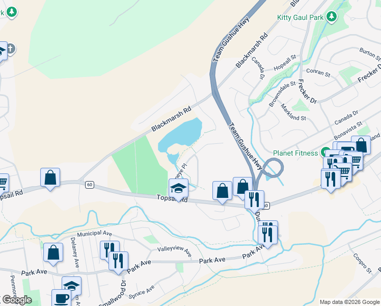 map of restaurants, bars, coffee shops, grocery stores, and more near 33 Goldeneye Place in Mount Pearl
