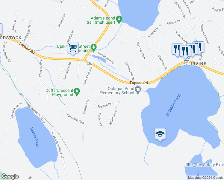 map of restaurants, bars, coffee shops, grocery stores, and more near 3 Hampton Place in Paradise