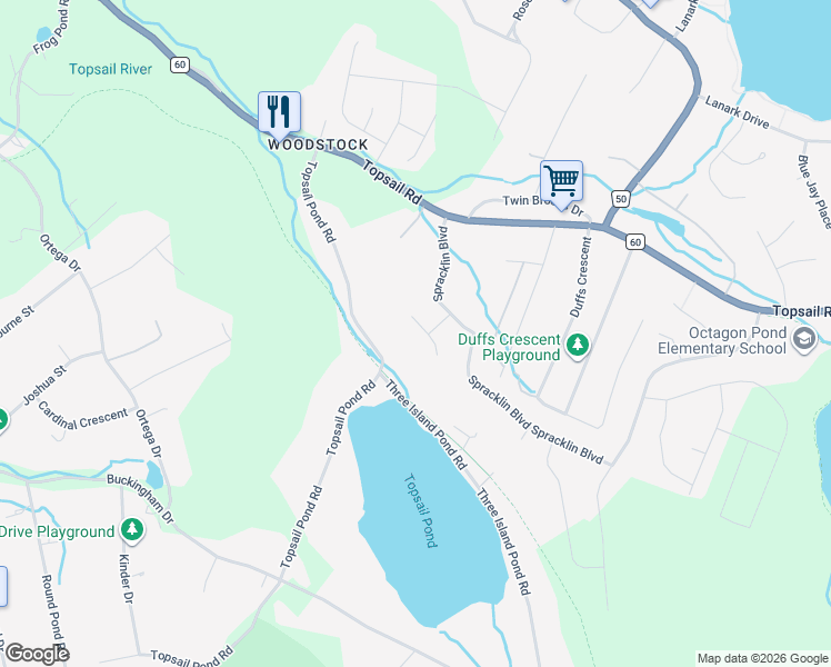 map of restaurants, bars, coffee shops, grocery stores, and more near 3 Damien Street in Paradise