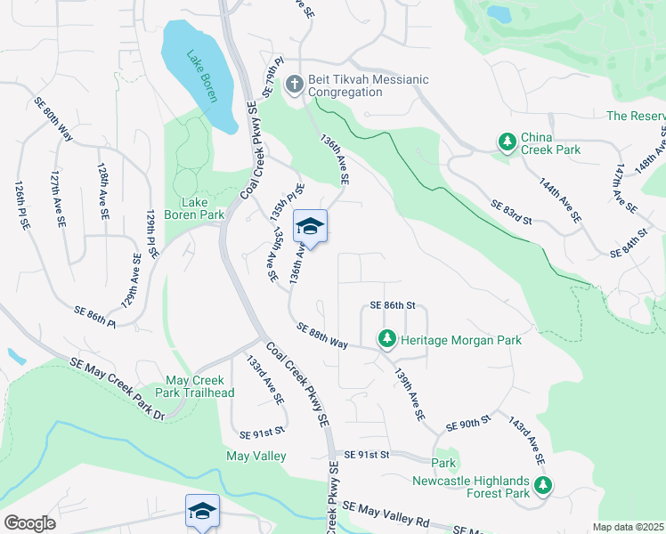 map of restaurants, bars, coffee shops, grocery stores, and more near 8413 137th Avenue Southeast in Newcastle
