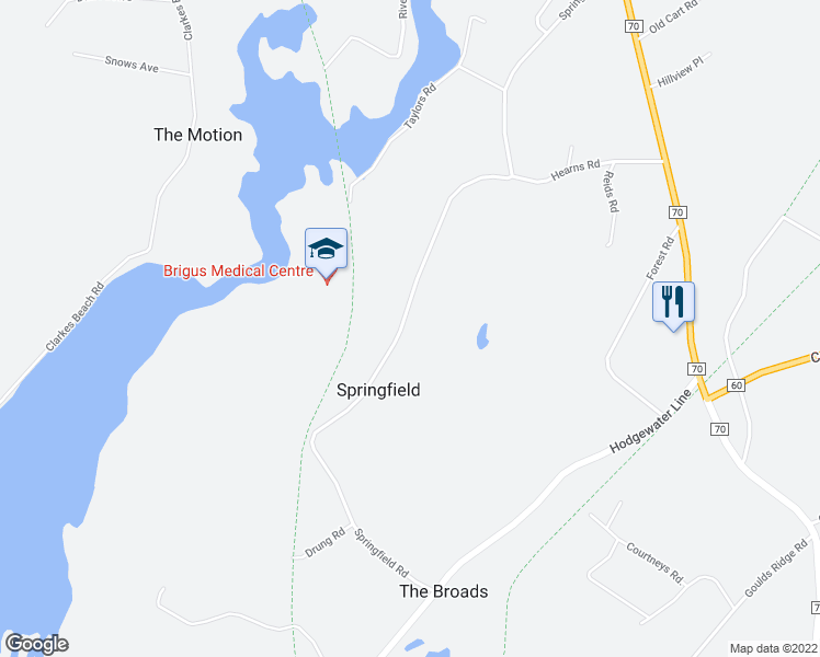 map of restaurants, bars, coffee shops, grocery stores, and more near 151 Springfield Road in South River