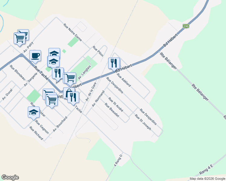 map of restaurants, bars, coffee shops, grocery stores, and more near 765 Rue Saint Joseph in Saint-Pascal