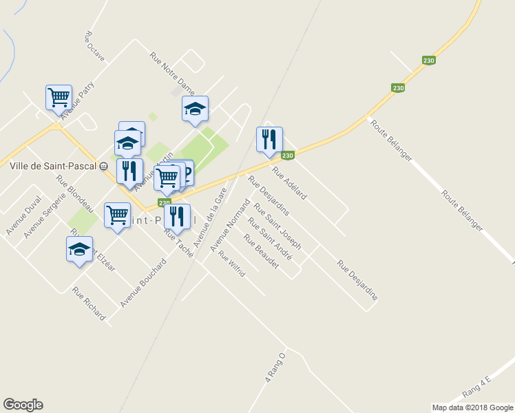 map of restaurants, bars, coffee shops, grocery stores, and more near 765 Rue Saint Joseph in Saint-Pascal