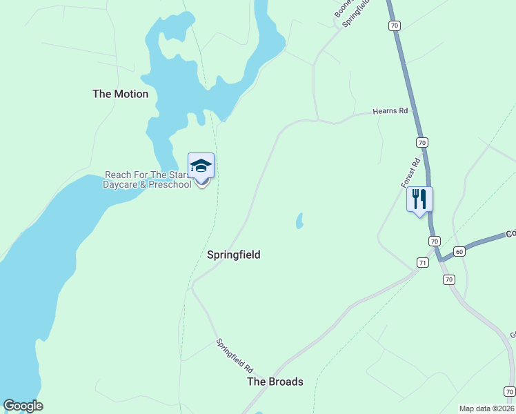 map of restaurants, bars, coffee shops, grocery stores, and more near 135 Springfield Road in South River