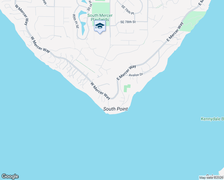 map of restaurants, bars, coffee shops, grocery stores, and more near 8521 East Mercer Way in Mercer Island