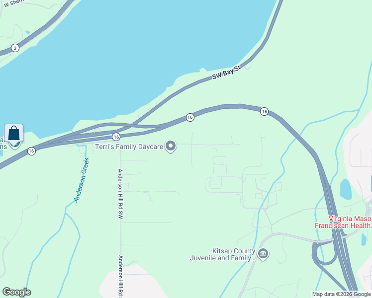 map of restaurants, bars, coffee shops, grocery stores, and more near 1525 Southwest Cook Road in Port Orchard