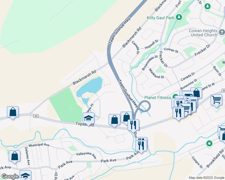 map of restaurants, bars, coffee shops, grocery stores, and more near 57 Goldeneye Place in Mount Pearl