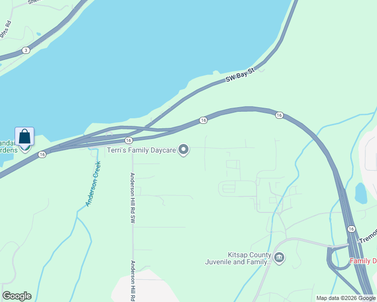 map of restaurants, bars, coffee shops, grocery stores, and more near 1526 Southwest Cook Road in Port Orchard