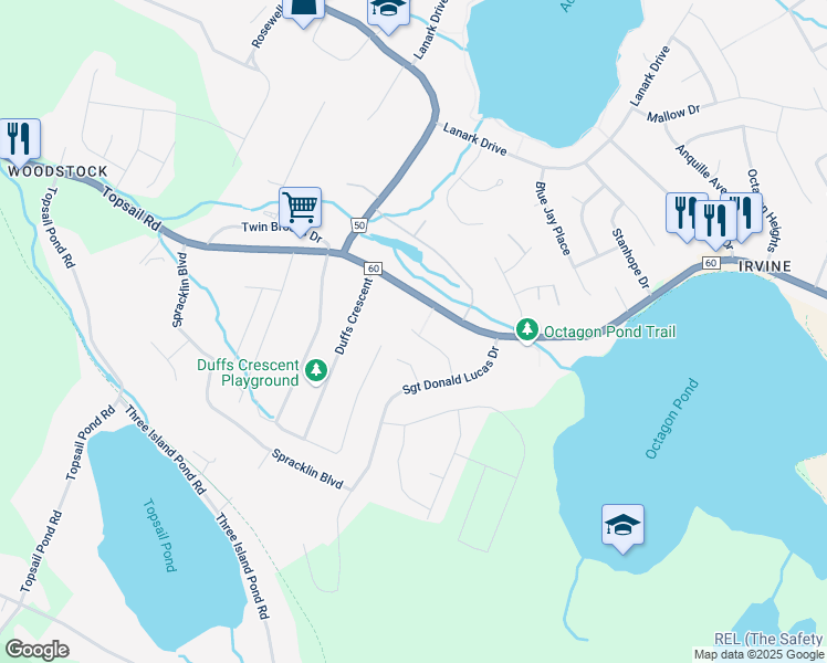 map of restaurants, bars, coffee shops, grocery stores, and more near 21 Hampton Place in Paradise