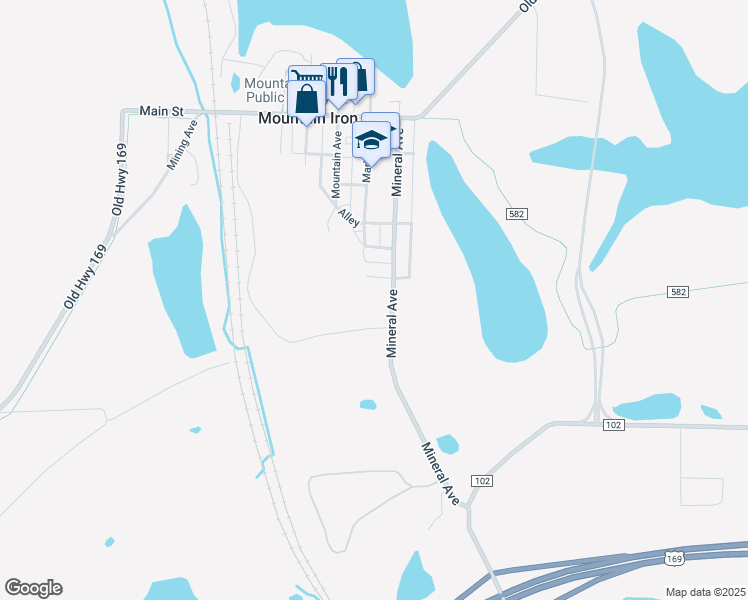 map of restaurants, bars, coffee shops, grocery stores, and more near 5720 Marble Avenue in Mountain Iron