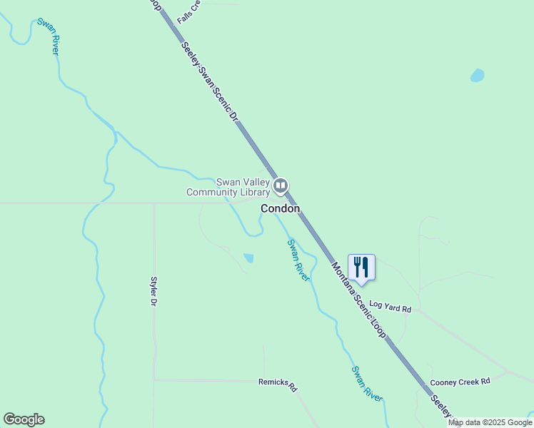 map of restaurants, bars, coffee shops, grocery stores, and more near 185 Glacier Creek Road in Condon