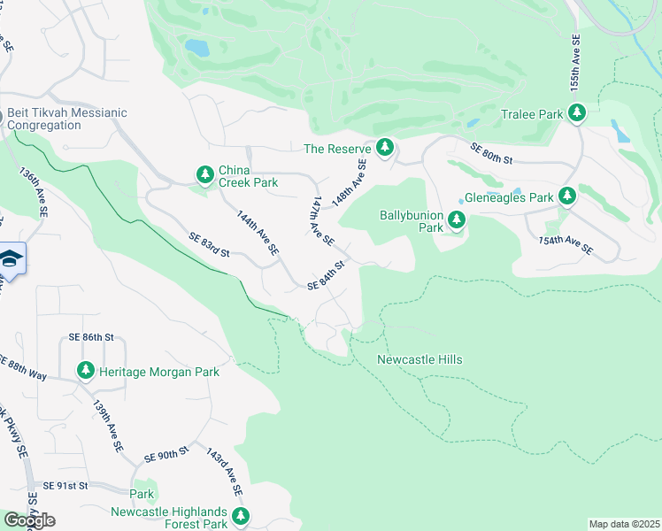 map of restaurants, bars, coffee shops, grocery stores, and more near 14618 Southeast 84th Street in Newcastle