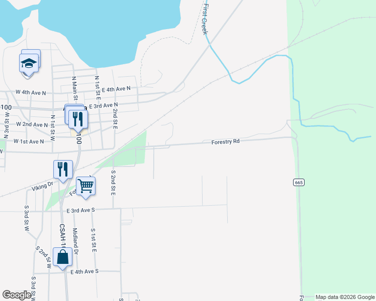 map of restaurants, bars, coffee shops, grocery stores, and more near 325 County Road 665 in Aurora