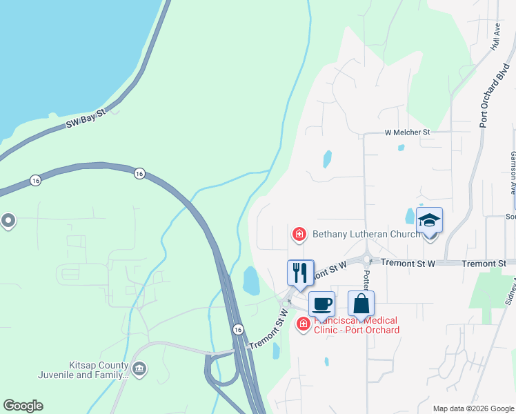 map of restaurants, bars, coffee shops, grocery stores, and more near 1398 Cedar Canyon Place in Port Orchard