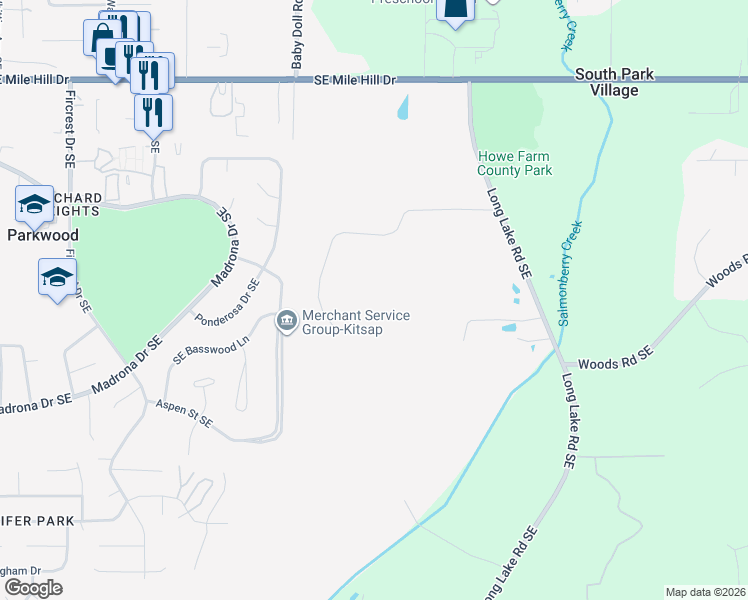 map of restaurants, bars, coffee shops, grocery stores, and more near 4980 Southeast Natchez Court in Port Orchard