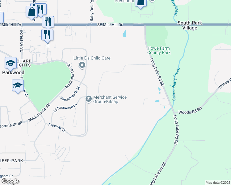 map of restaurants, bars, coffee shops, grocery stores, and more near 4980 Southeast Natchez Court in Port Orchard