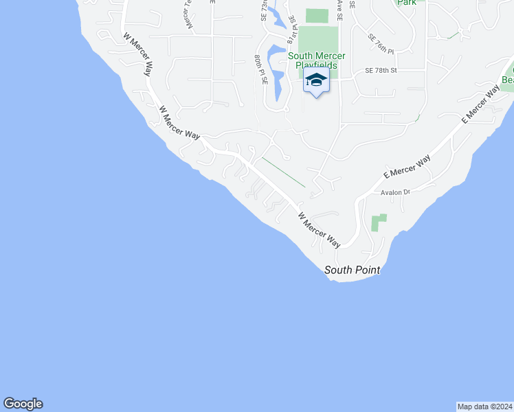 map of restaurants, bars, coffee shops, grocery stores, and more near 8233 West Mercer Way in Mercer Island