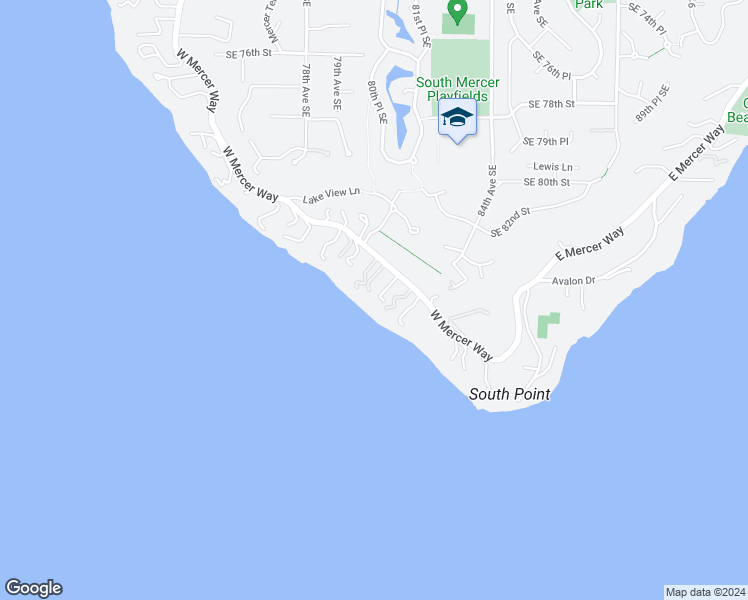 map of restaurants, bars, coffee shops, grocery stores, and more near 8251 West Mercer Way in Mercer Island