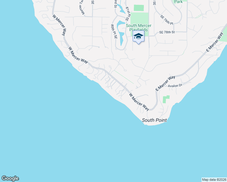 map of restaurants, bars, coffee shops, grocery stores, and more near 8233 West Mercer Way in Mercer Island
