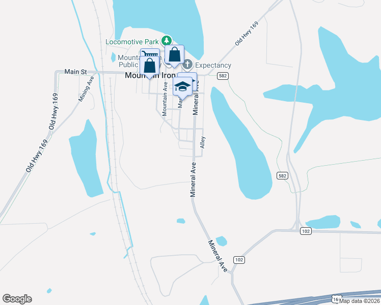 map of restaurants, bars, coffee shops, grocery stores, and more near 5635 Mineral Avenue in Mountain Iron