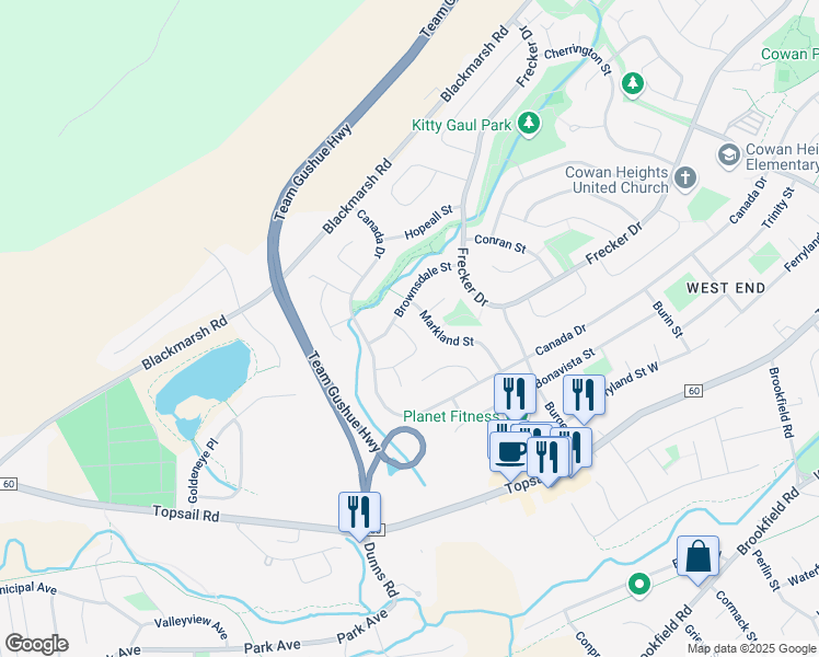 map of restaurants, bars, coffee shops, grocery stores, and more near 26 Carmanville Street in St. John's